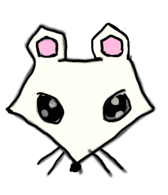 head of a white weasel with sharp edges